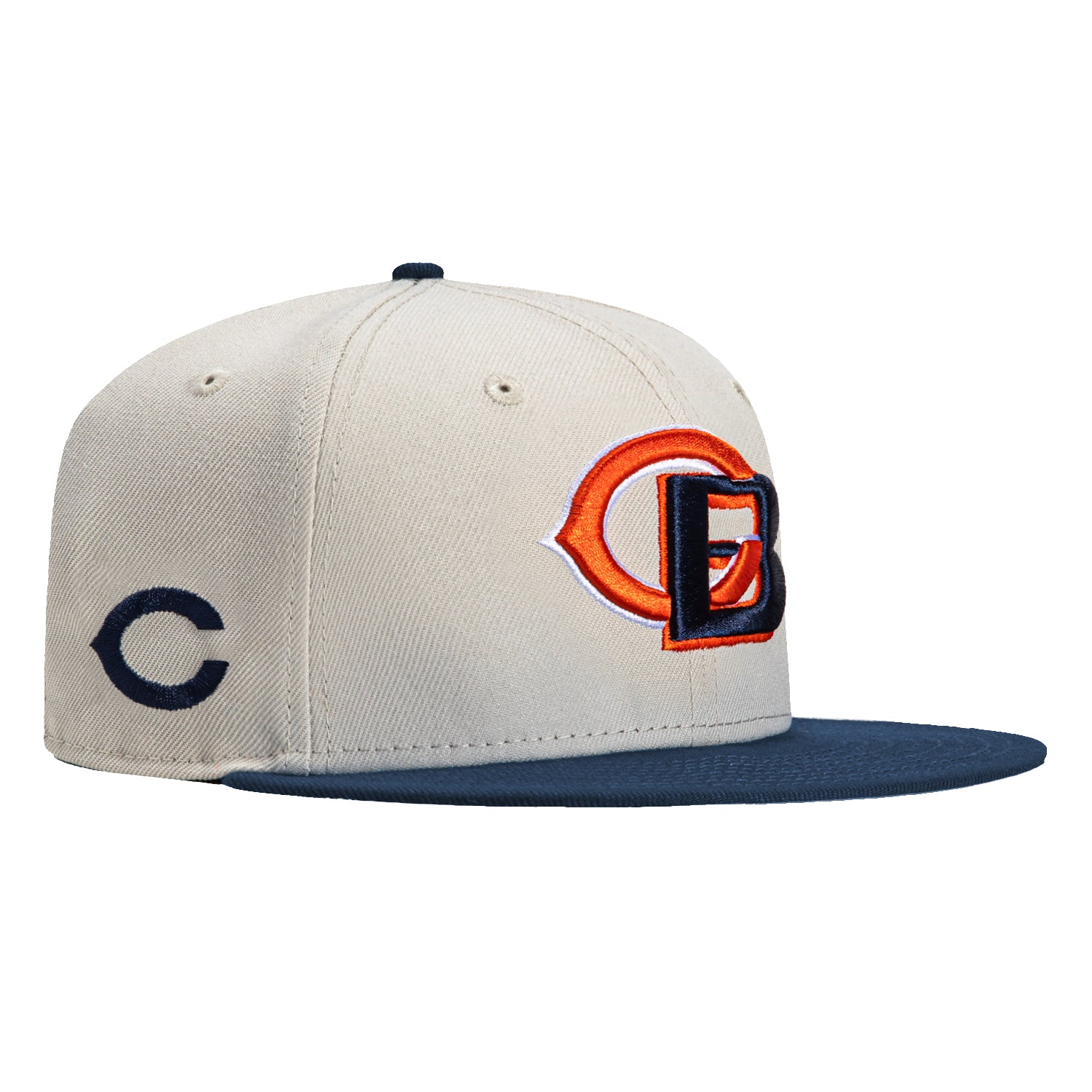 New Era 59Fifty Chicago Bears Logo Patch Snapback Hat - Navy Blue & Stone Dome Design for Men's Baseball Cap | Perfect for Game Day, Sports Fans & Streetwear Fashion