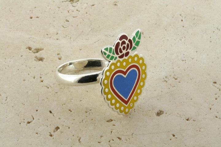 Blue Enamel Flying Heart Adjustable Ring - Elegant Jewelry for Women, Perfect for Valentine's Day Gifts, Anniversary or Everyday Wear