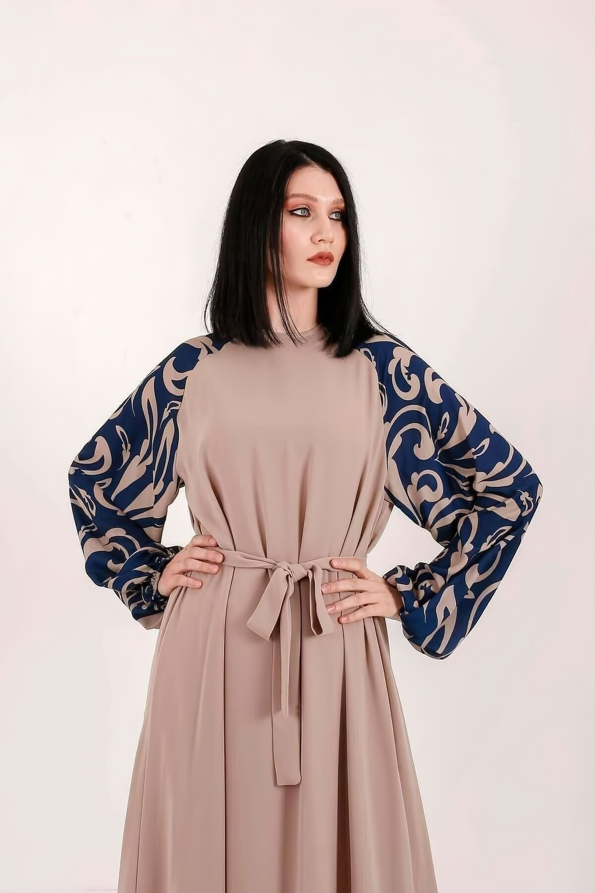 Alissa Modest Maxi Dress Abaya with Long Sleeve - Elegant Muslim Women's Prayer Dress for Mosque, Eid & Special Occasions
