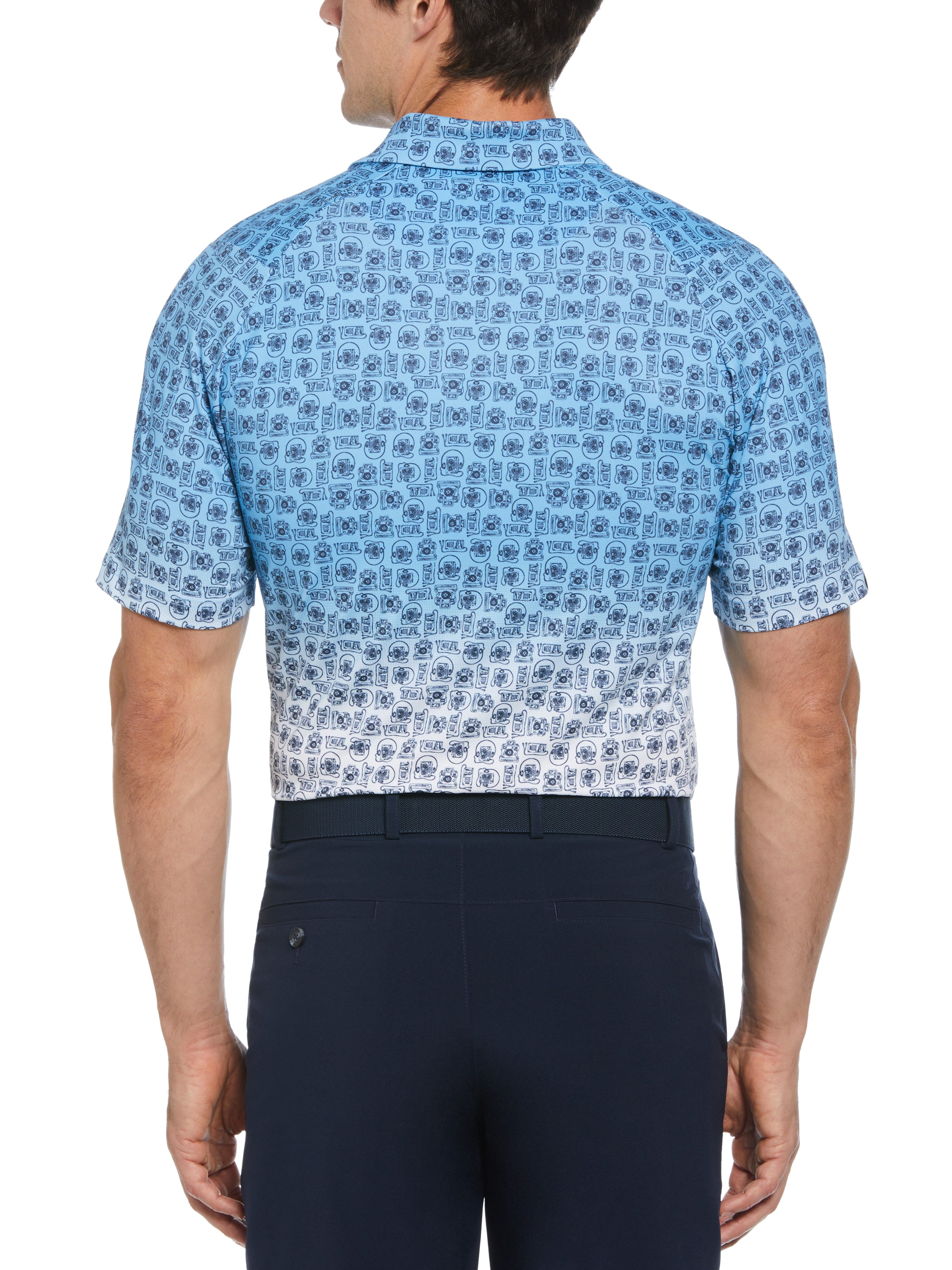 Retro Ombre Print Men's Golf Polo Shirt - Stylish & Comfortable for Golf, Casual Wear & Outdoor Activities