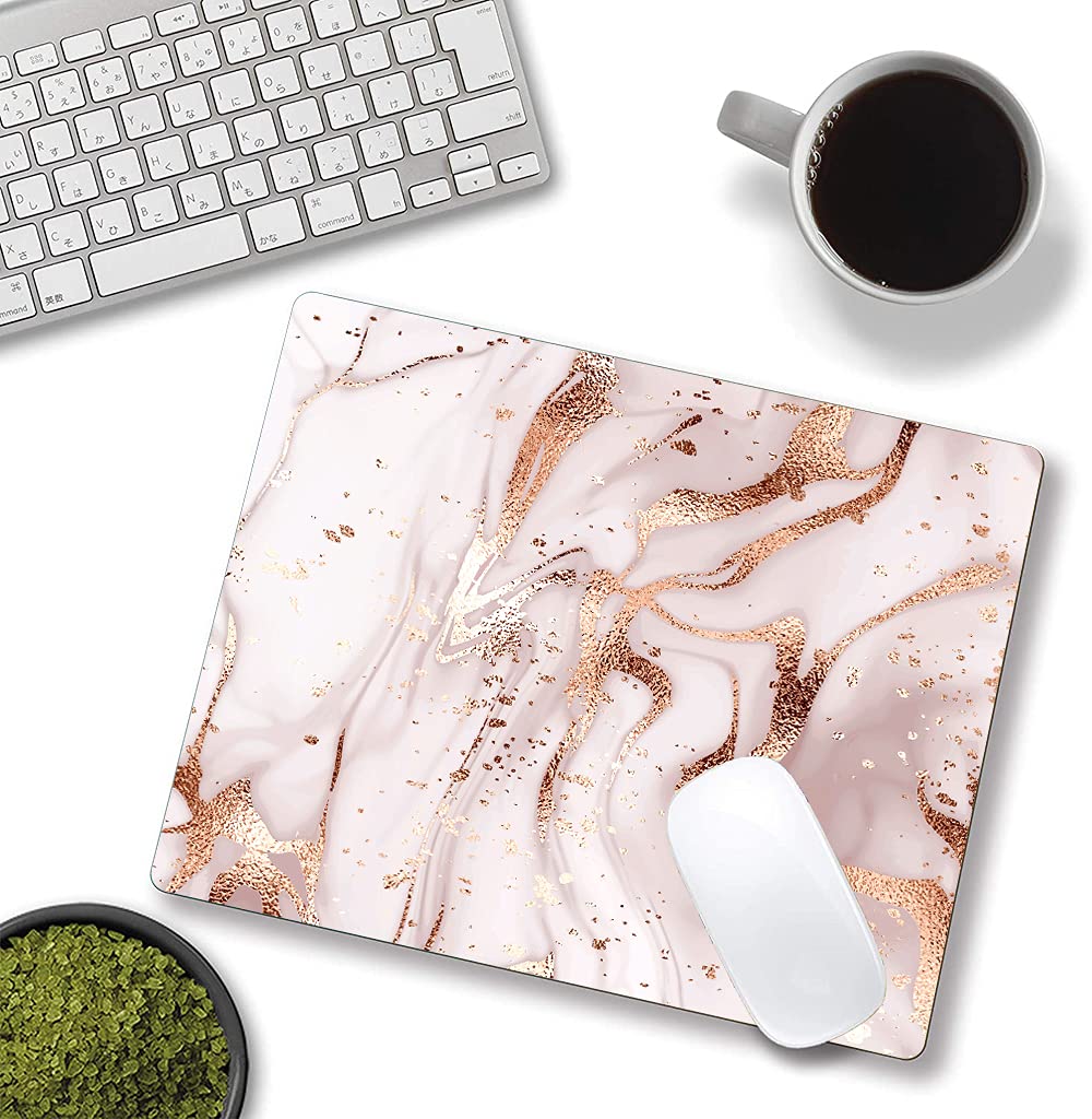 Rose Gold Marble Mouse Pad - Personalized Non-Slip Waterproof Mousepad with Custom Designs for Computer & Laptop - Smooth Rubber Base for Office, Gaming & Home Workspace