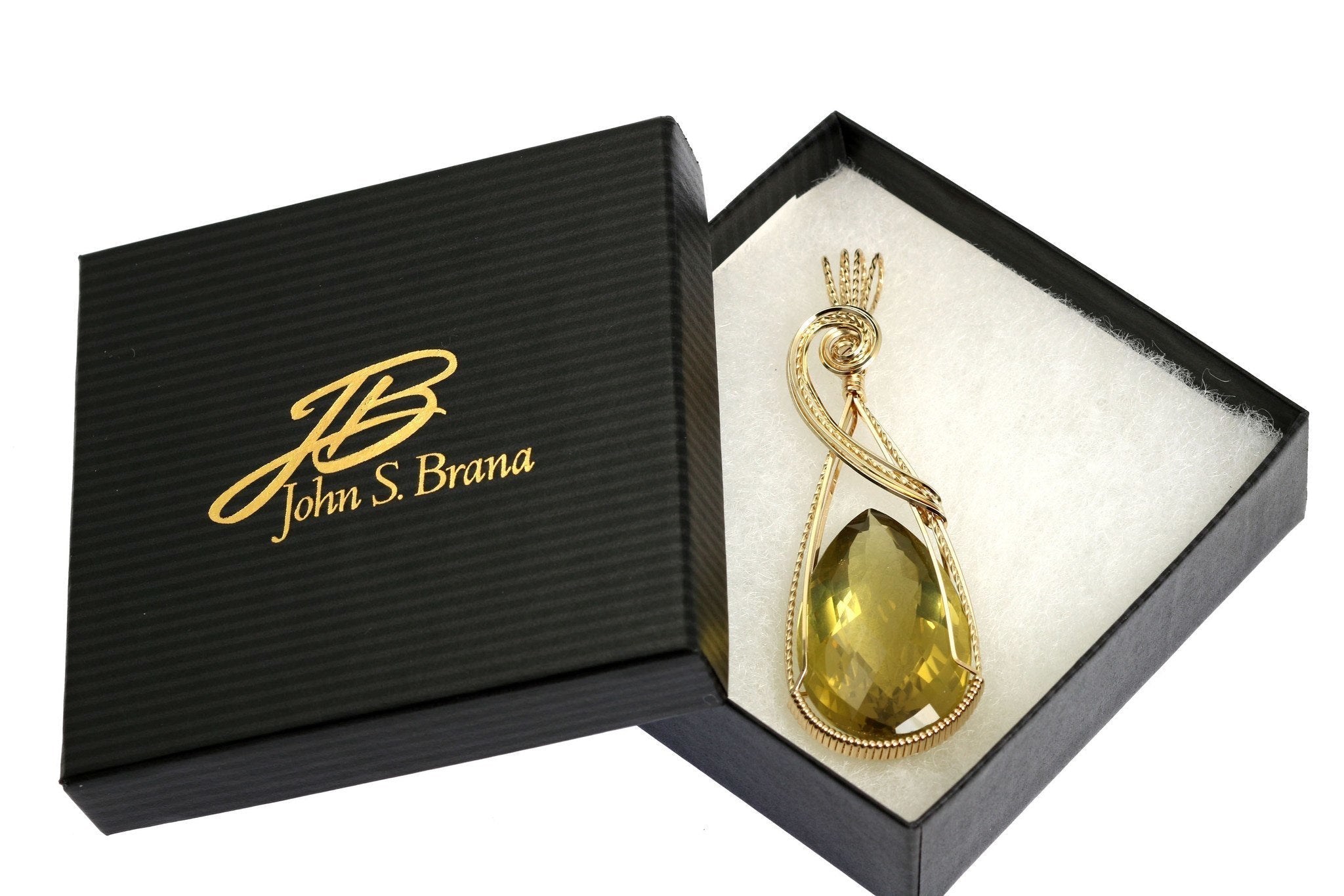 84.5 CT Natural Green Gold Quartz Pendant - 14K Gold Filled Wire Wrapped Jewelry for Women - Perfect for Gift Giving, Meditation & Spiritual Healing