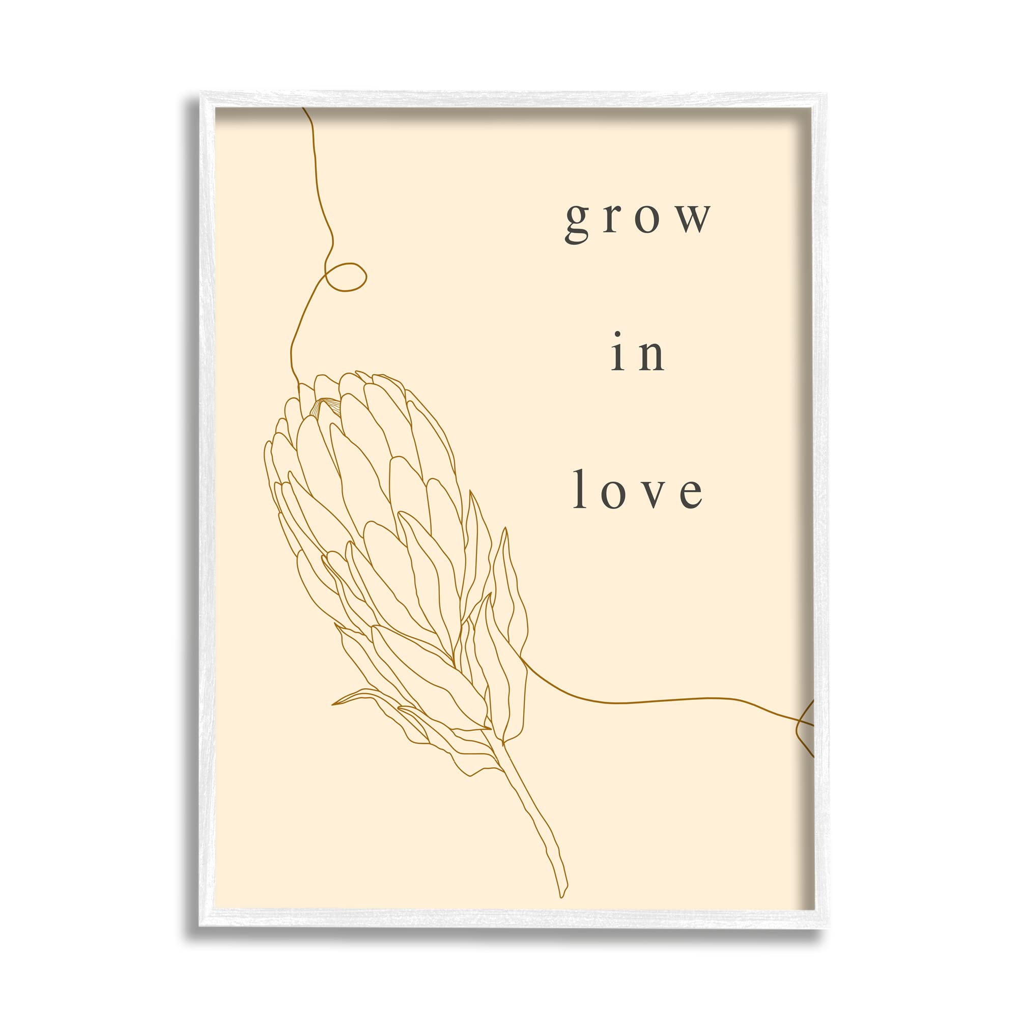 Stupell Industries 'Grow In Love' Quote Plant Blossom Line Drawing Wall Art - Minimalist Botanical Home Decor by Lil' Rue - Perfect for Living Room, Bedroom & Nursery Decor