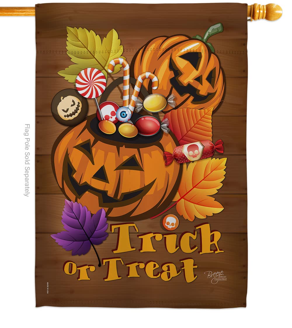 Breeze Decor H112003 Multicolor Candy Pumpkin Fall Decorative Vertical House Flag 28