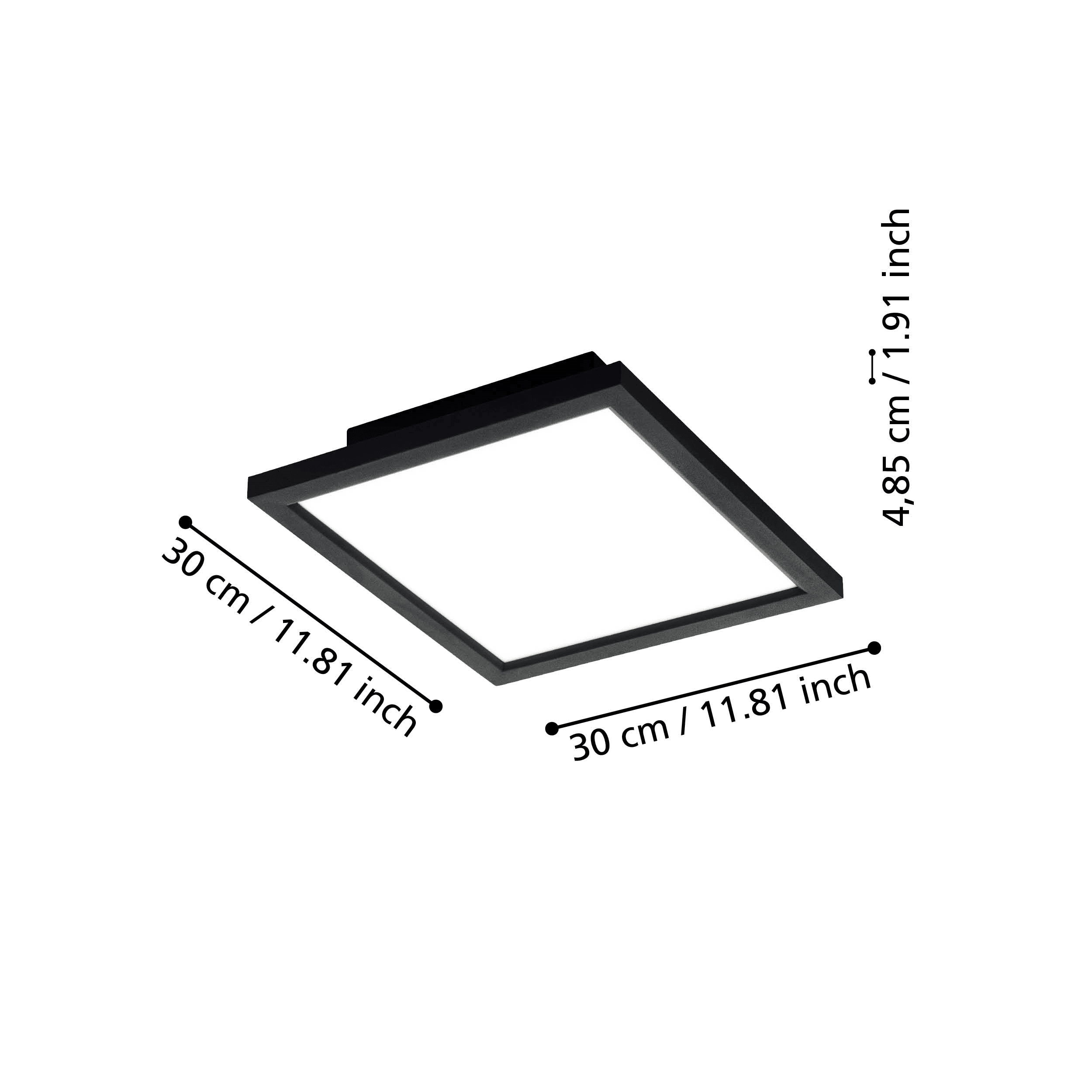 Eglo Connect Salobrena Z Smart Square Black LED Ceiling Flush Mount Light 30cm - Modern Lighting for Living Room, Bedroom & Kitchen