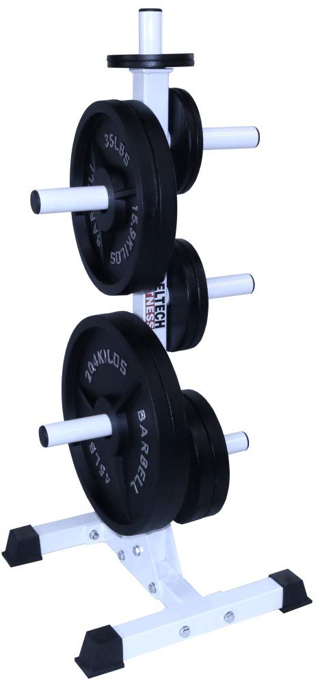Deltech Fitness Olympic Weight Plate Tree – Heavy Duty Barbell Weight Storage Rack for Home & Commercial Gyms – Perfect for Organizing Weight Plates & Saving Space