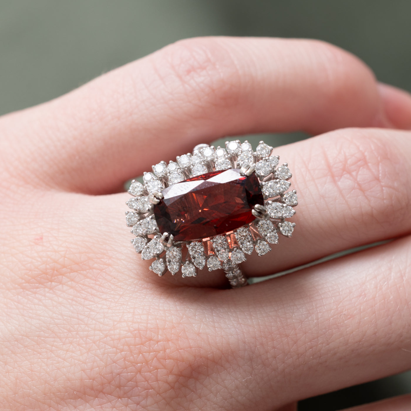 5.33ct Garnet & 1.43ctw Diamond Convertible Pendant & Ring - Size 6.5 | Elegant Jewelry for Women | Perfect for Weddings, Anniversaries & Special Occasions
