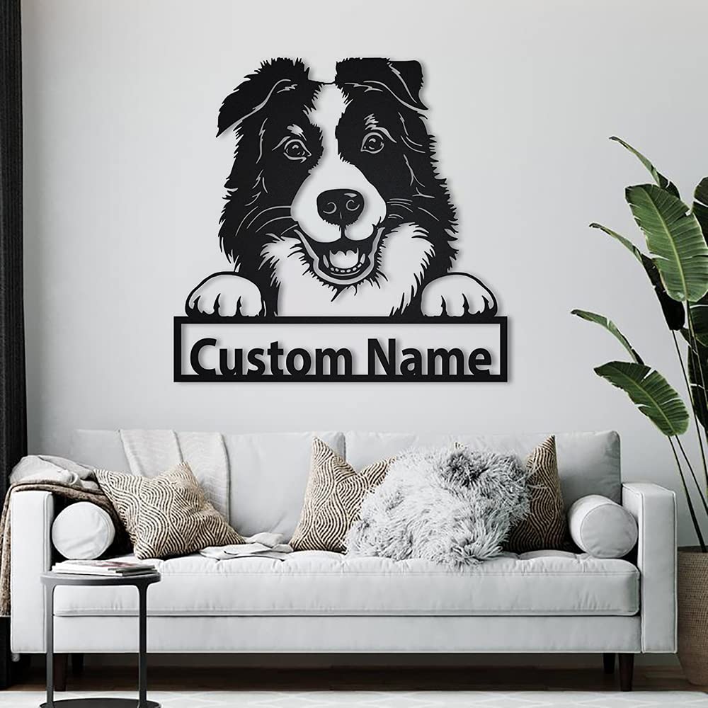 Custom Border Collie Dog Metal Sign - Personalized Pet Wall Art - Unique Dog Lover Gift for Birthday & Home Decor - Funny Animal Sign for Living Room, Office or Kennel