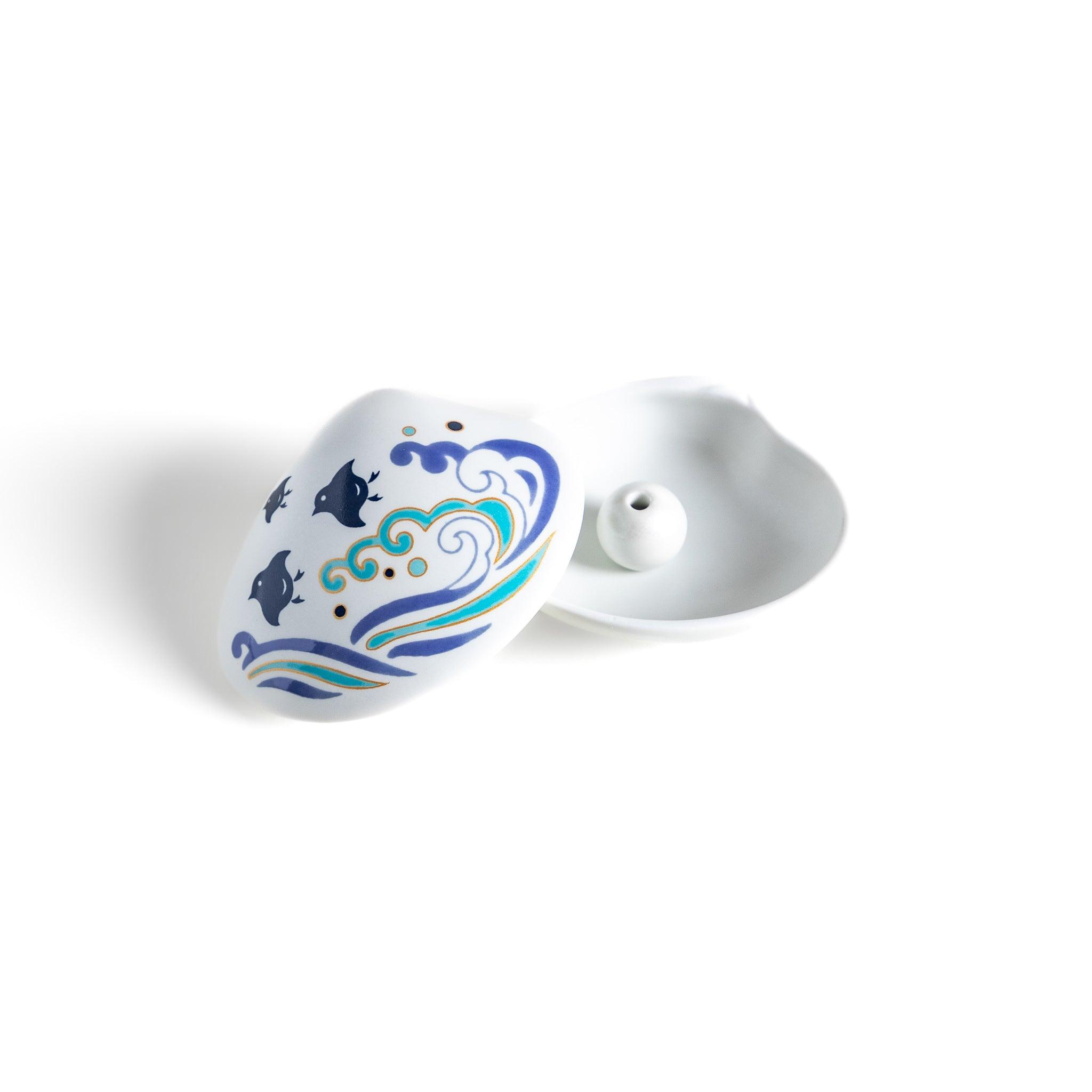 Seabird Shell Incense Holder - Handmade Ceramic Aromatherapy Burner for Home, Yoga, Meditation & Relaxation | Perfect for Spa, Bedroom & Office Decor