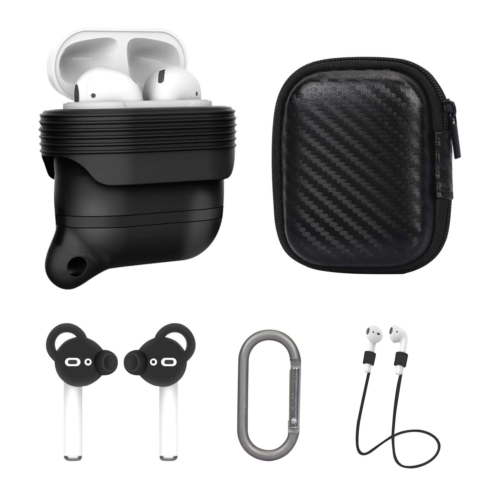 AirPods 1 & 2 Case with 5-in-1 Accessories Set - Travel & Gym Use