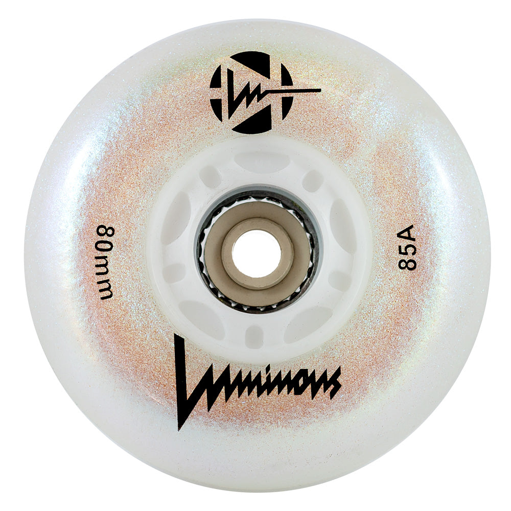 Luminous 80mm LED Glitter Light Up Inline Skate Wheels - 4 Pack Set for Night Skating, Roller Disco & Outdoor Rollerblading Adventures
