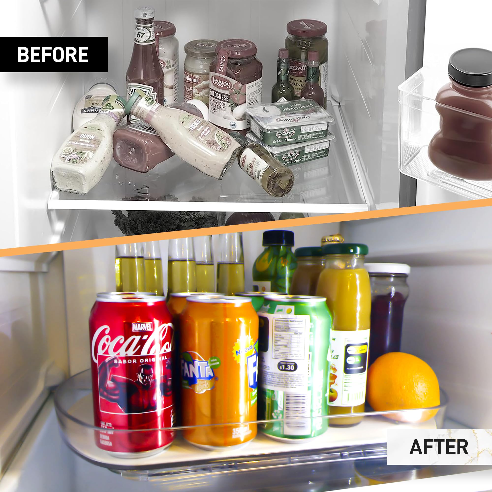 360° Rotating Rectangle Lazy Susan Turntable Organizer - Non-Slip Silicone Base for Refrigerator, Kitchen Cabinet, Pantry & Countertop | 16