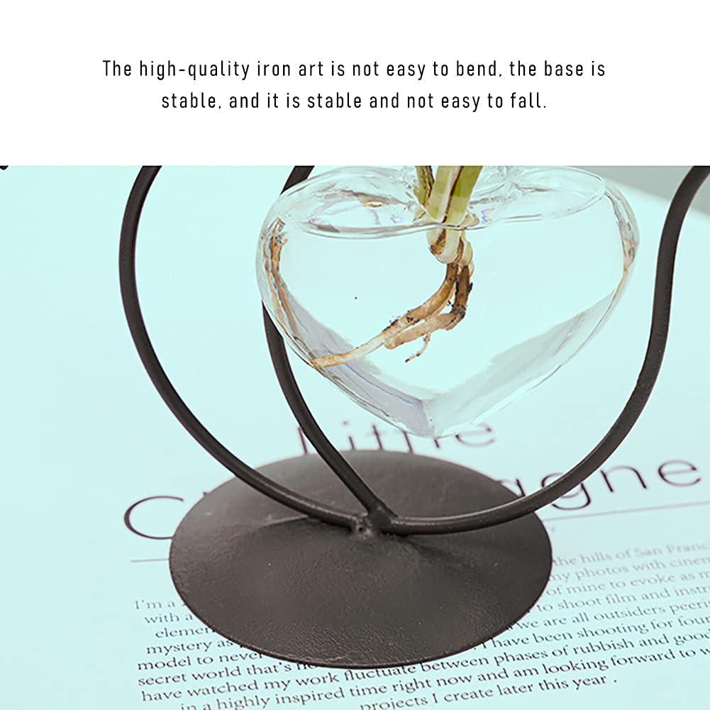 Cat-Shaped Glass Planter Vase with Metal Holder - Hydroponic Planter for Indoor Plants, Succulents & Herbs - Perfect for Home Decor, Office Desk & Gift Giving