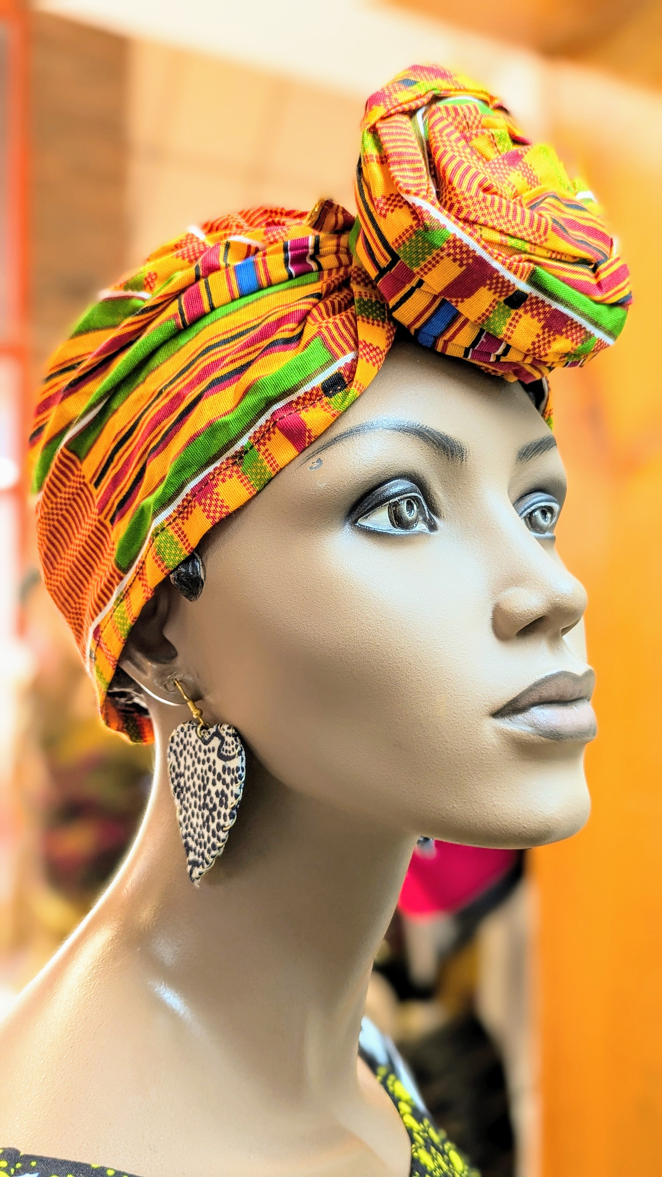African Print Cotton Pre-Tied Head Wrap Hat by Dupsie - DP3227PT11 - Stylish & Comfortable Headwear for Women, Perfect for Parties, Weddings & Cultural Events