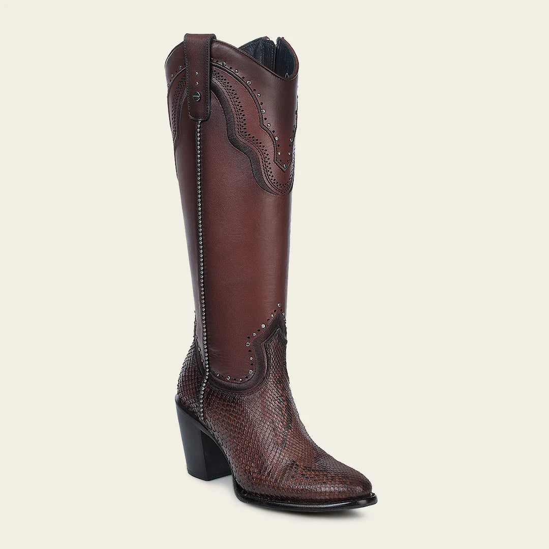 4V14PH Women's Cuadra Chocolate Western Cowgirl Python Leather Boots - Stylish & Comfortable for Rodeo, Country Dance & Cowgirl Fashion