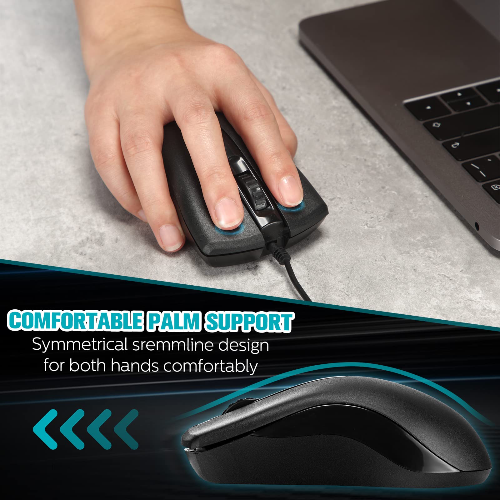 Fabbay 24-Piece USB Wired Keyboard and Mouse Combo Set - 12 Wired Mice & 12 Full-Size Corded Keyboards for School, Office, Home - Compatible with Windows PC, Laptop, Desktop - Perfect for Work, Study & Gaming