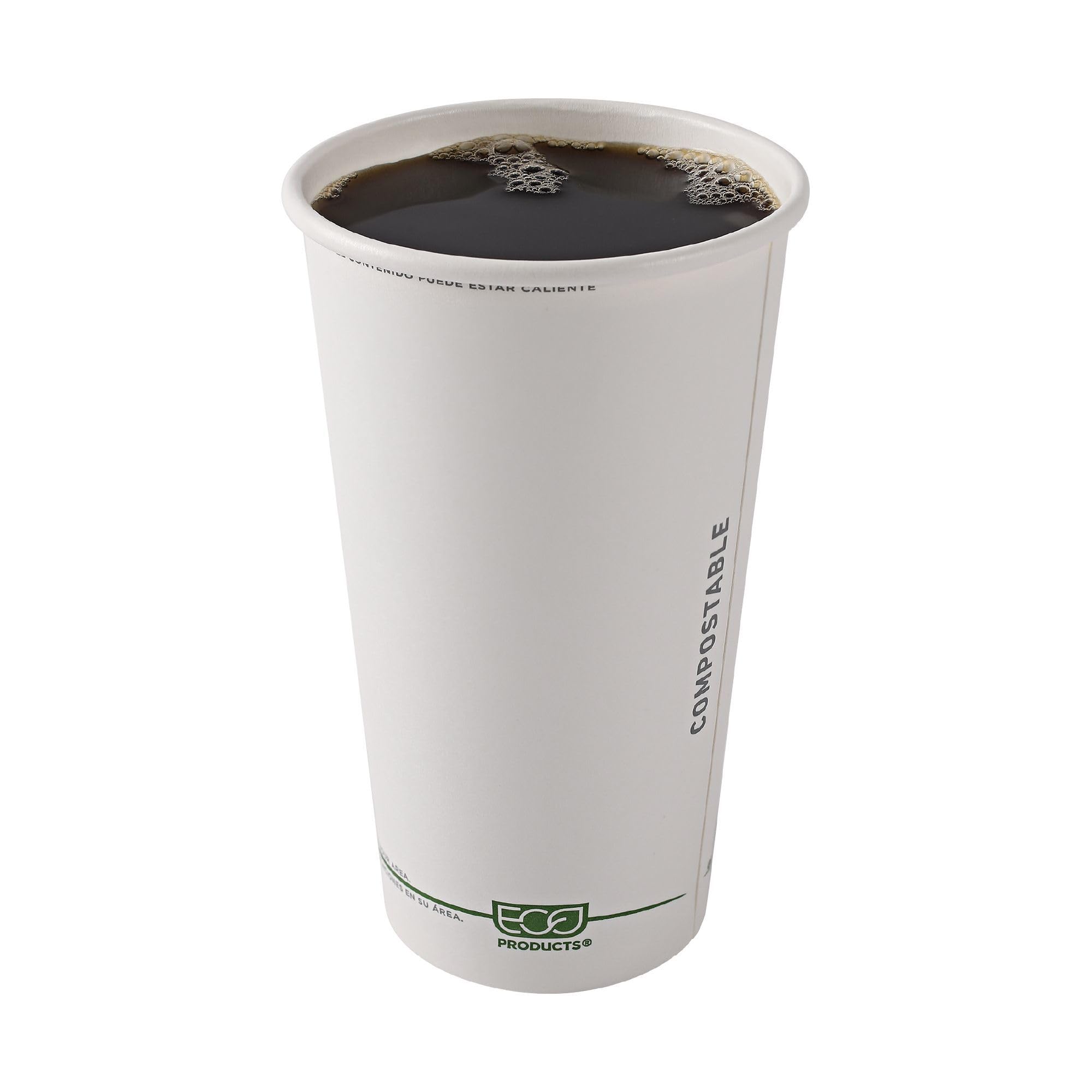 ECO PRODUCTS Compostable Disposable 20oz Coffee Cups - 1000 Count Case | White Hot Paper Cups with Plant-Based PLA Lining | Biodegradable & Eco-Friendly | Perfect for Coffee Shops, Offices, and Events