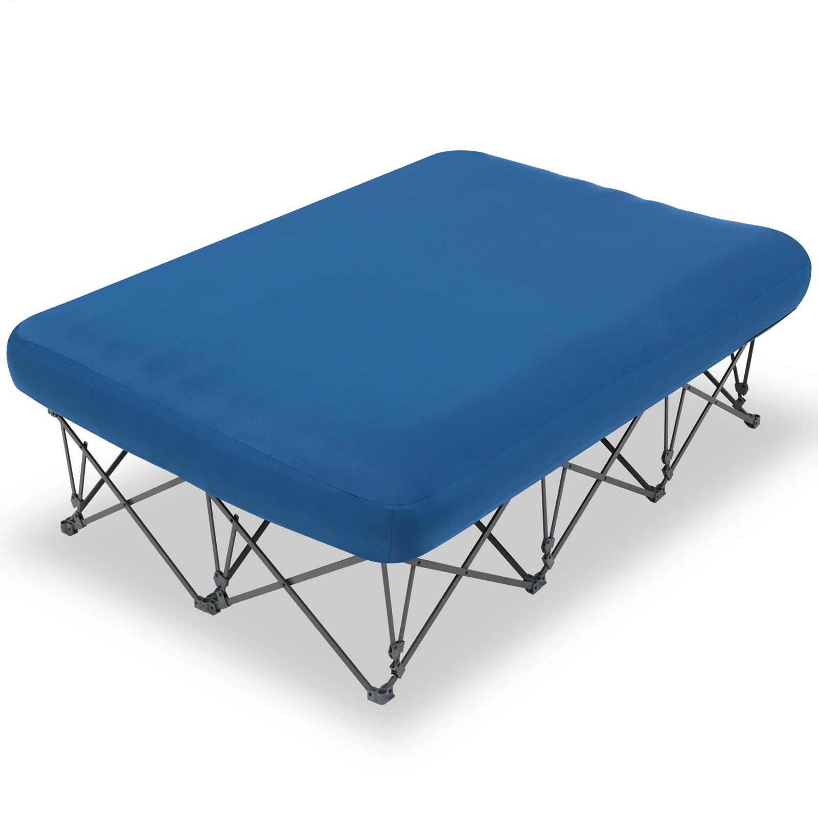 KAMPKEEPER Portable Folding Camping Cot with Inflatable Air Mattress - Heavy Duty Adult Camping Bed for Outdoor Travel, Beach, Backpacking & Vacation - Includes Carry Bag (Air Pump Not Included) - Perfect for Camping Trips, Beach Lounging & Guest Beds