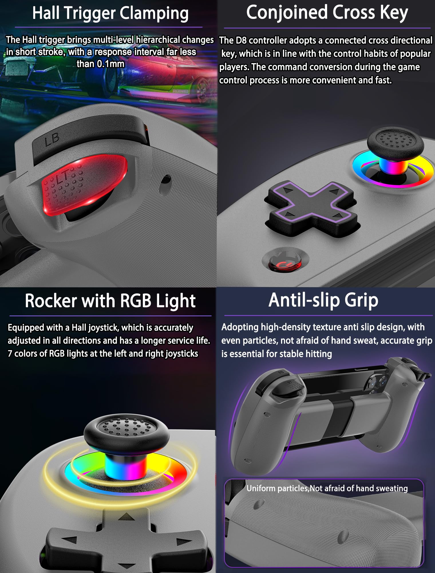 Wireless Controller for iPad/iPhone/Android/PC/Switch - RGB Gamepad for Cloud Gaming & Streaming