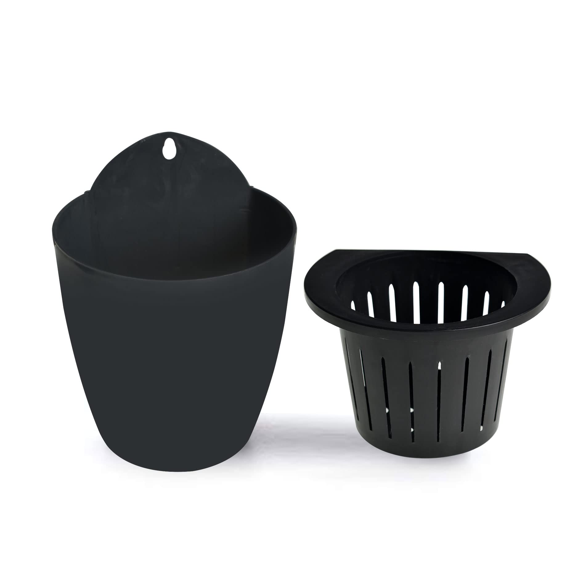 7 Pack Self-Watering Wall Hanging Flower Pots with Hooks - Black Lazy Planter Shelf for Indoor & Outdoor Plants - Perfect for Balconies, Gardens, and Home Decor