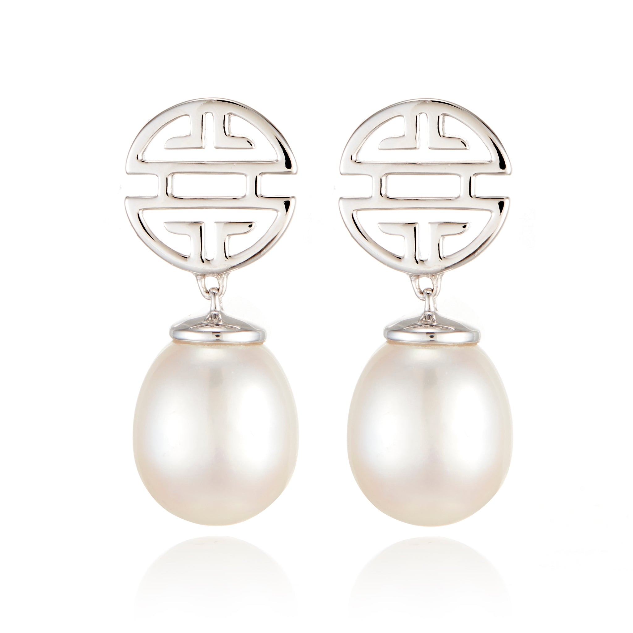 Elegant Silver Shou & Pearl Drop Earrings for Women | Handmade Dangle Jewelry | Perfect for Weddings, Parties & Special Occasions