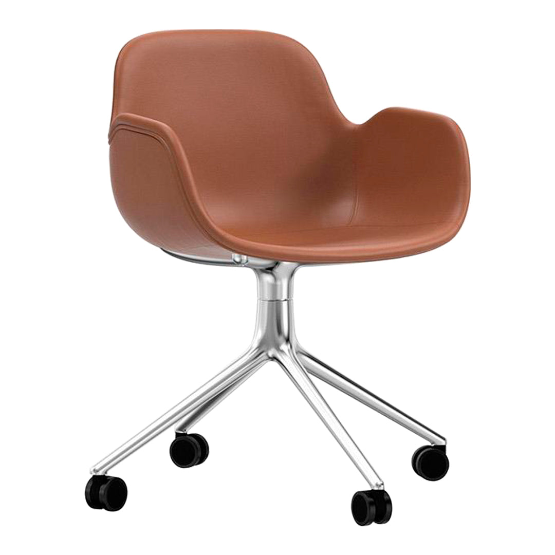 Modern Form Armchair with 4-Wheel Swivel Base & Soft Upholstery - Perfect for Living Room, Office, or Reading Nook Comfort