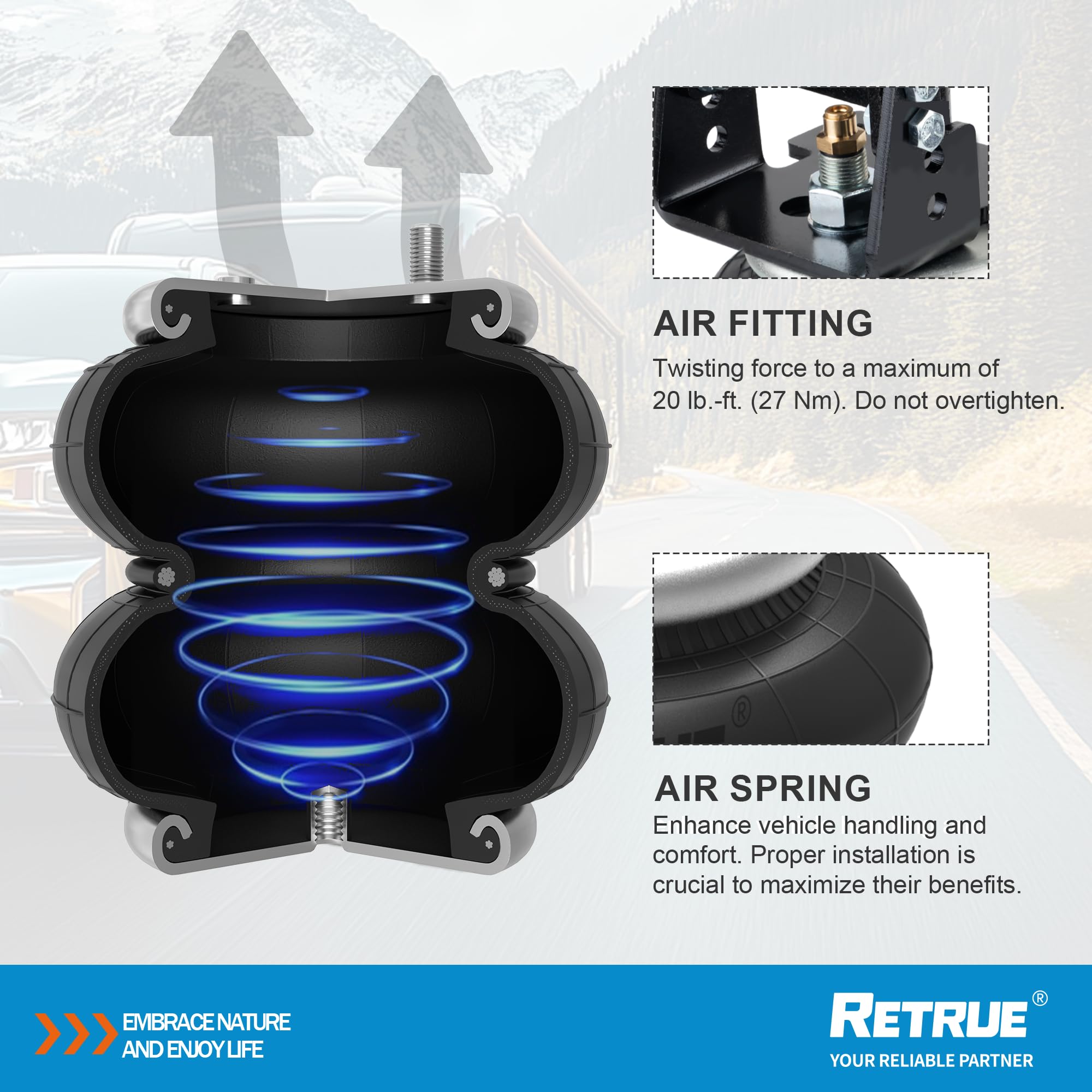 Dodge Ram 1500 Mega Cab 2500 3500 Rear Air Suspension Kit (2003-2013) - 5000 Lbs Load Leveling Capacity - Firestone 2299 Ride Rite Replacement - Heavy Duty Towing & Hauling - Perfect for Off-Roading, Truck Camping & Work Site Use