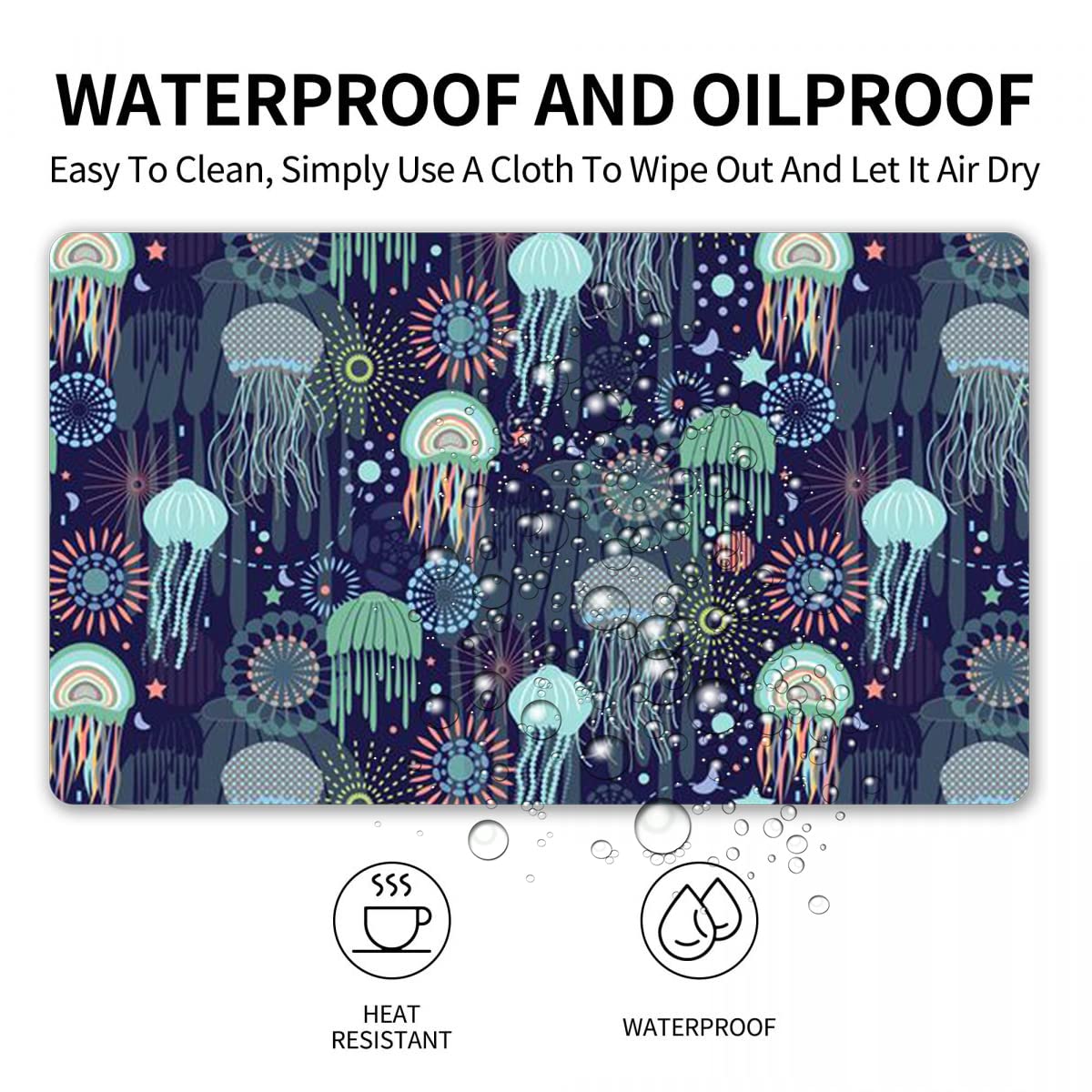 XXL Extended Gaming Mouse Pad with Non-Slip Rubber Base - Waterproof Large Keyboard Mat & Desk Pad for Work, Office, and Home - Perfect for Gaming, Writing, and Computer Use - Jellyfish Design