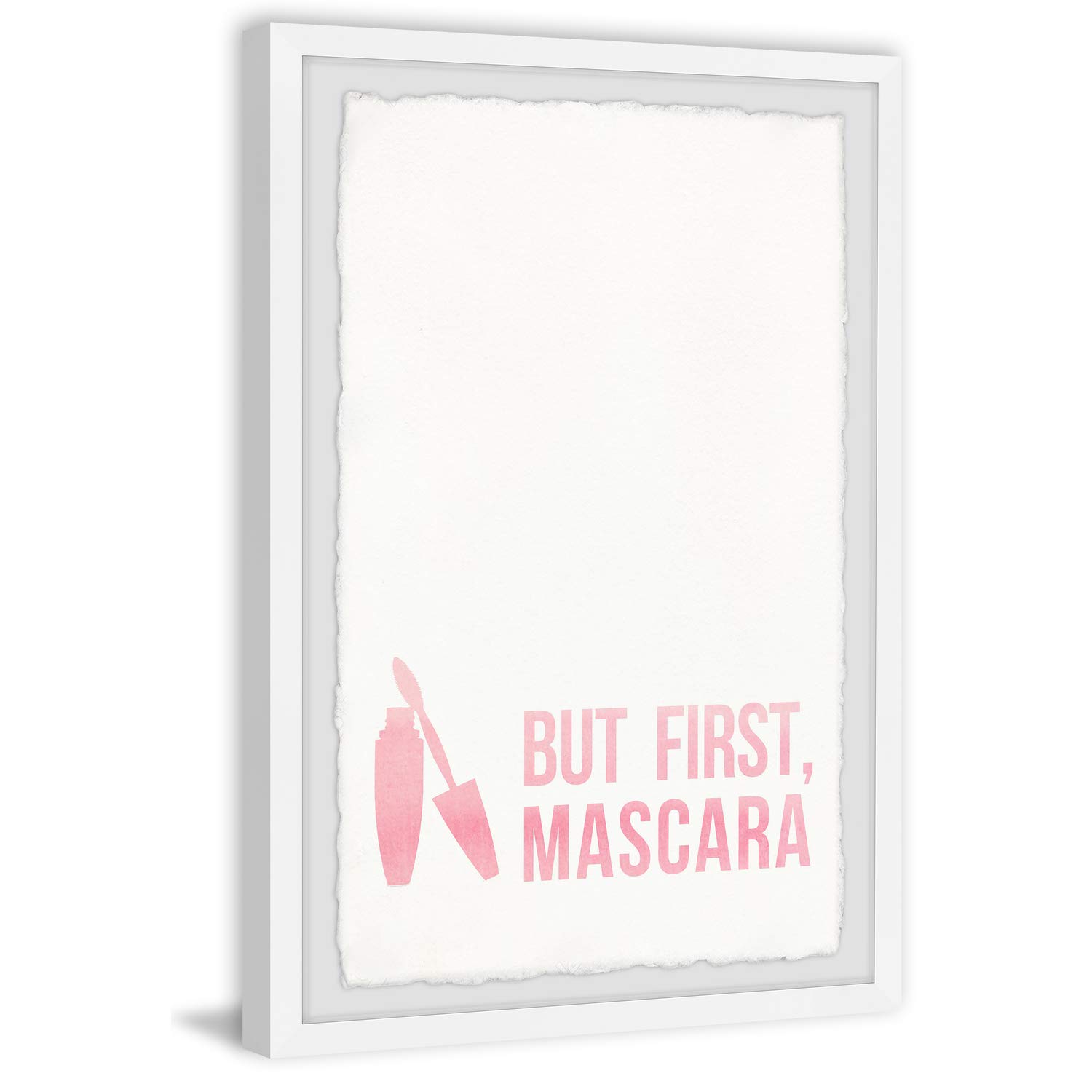 Marmont Hill 'But First Mascara' Framed Wall Art Print - 20x30 Inches, Canvas Painting for Home & Office Decor, Perfect Gift for Makeup Lovers