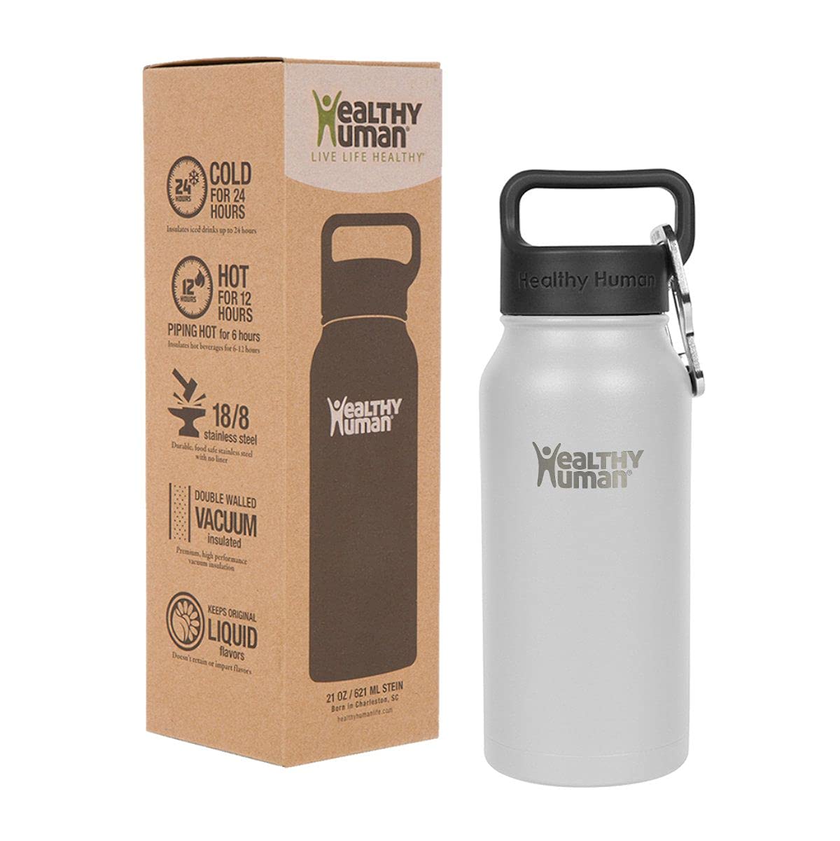 Healthy Human BPA Free Stainless Steel Insulated Water Bottle - Ideal for Sports, Travel, and Outdoor Adventures
