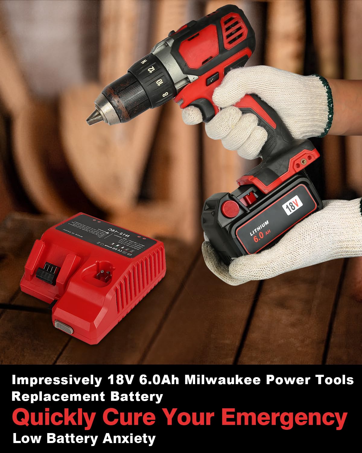 6.0Ah Replacement Battery for Milwaukee M18 Power Tools (4-Pack) - Compatible with Drills, Saws, Grinders & More - Long-Lasting Power for DIY & Professional Use