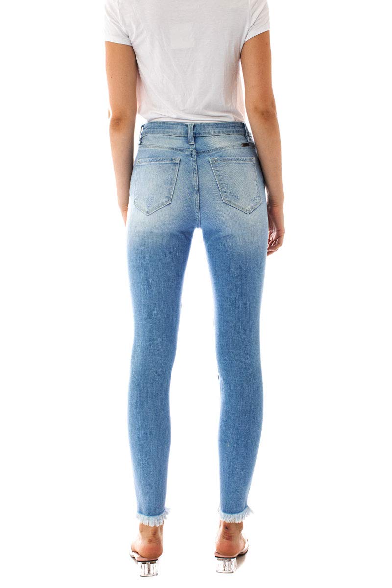 Kan Can Women's High Rise Button Fly Distressed Super Skinny Jeans - Stretch Denim Pants for Casual Wear, Night Out & Everyday Fashion