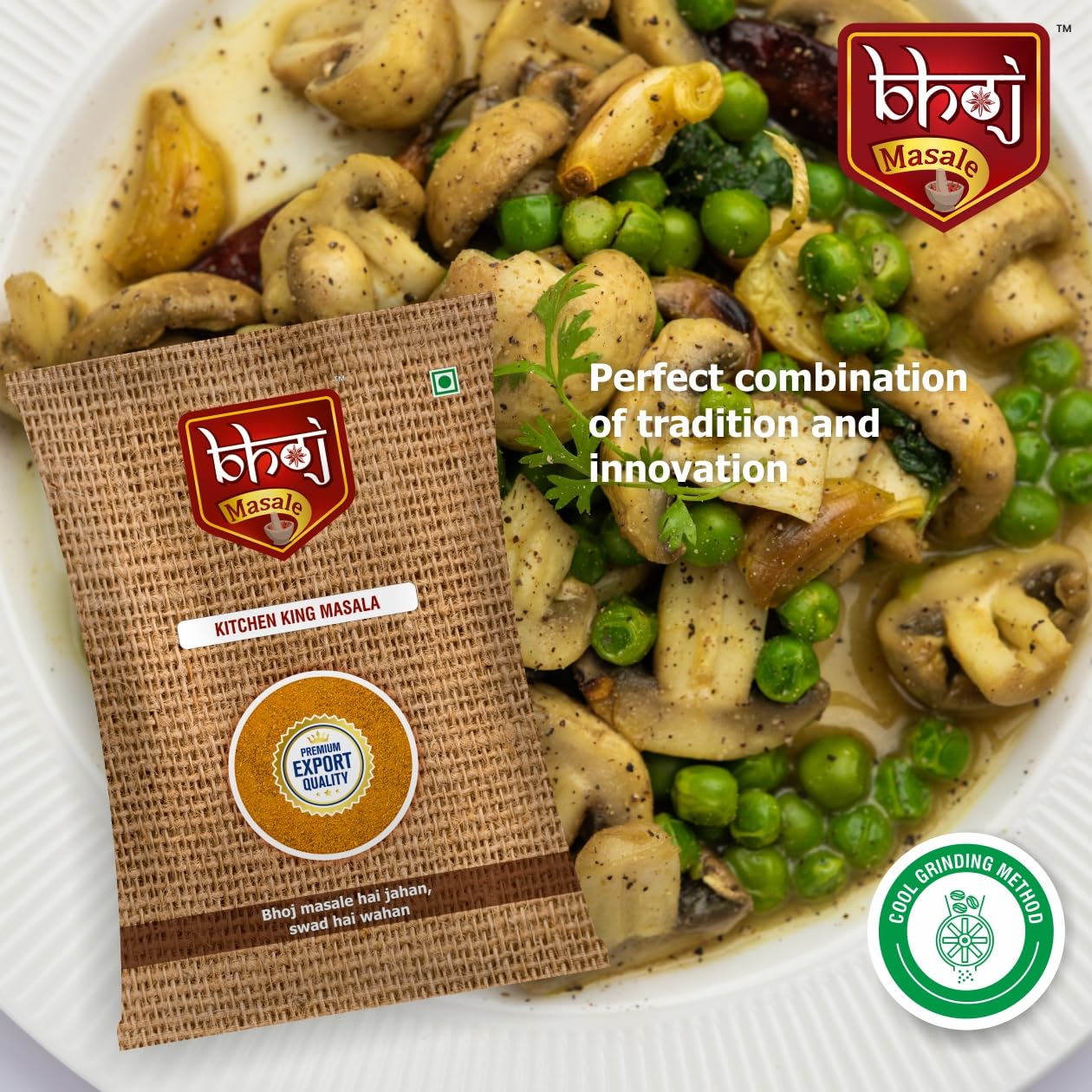 Premium Bhoj Pav Bhaji Masala Powder 100GM - Authentic Indian Spice Blend | No Additives, Preservatives, Onion or Garlic (Jain Friendly) | Perfect for Homemade Pav Bhaji, Street Food & Vegan Cooking