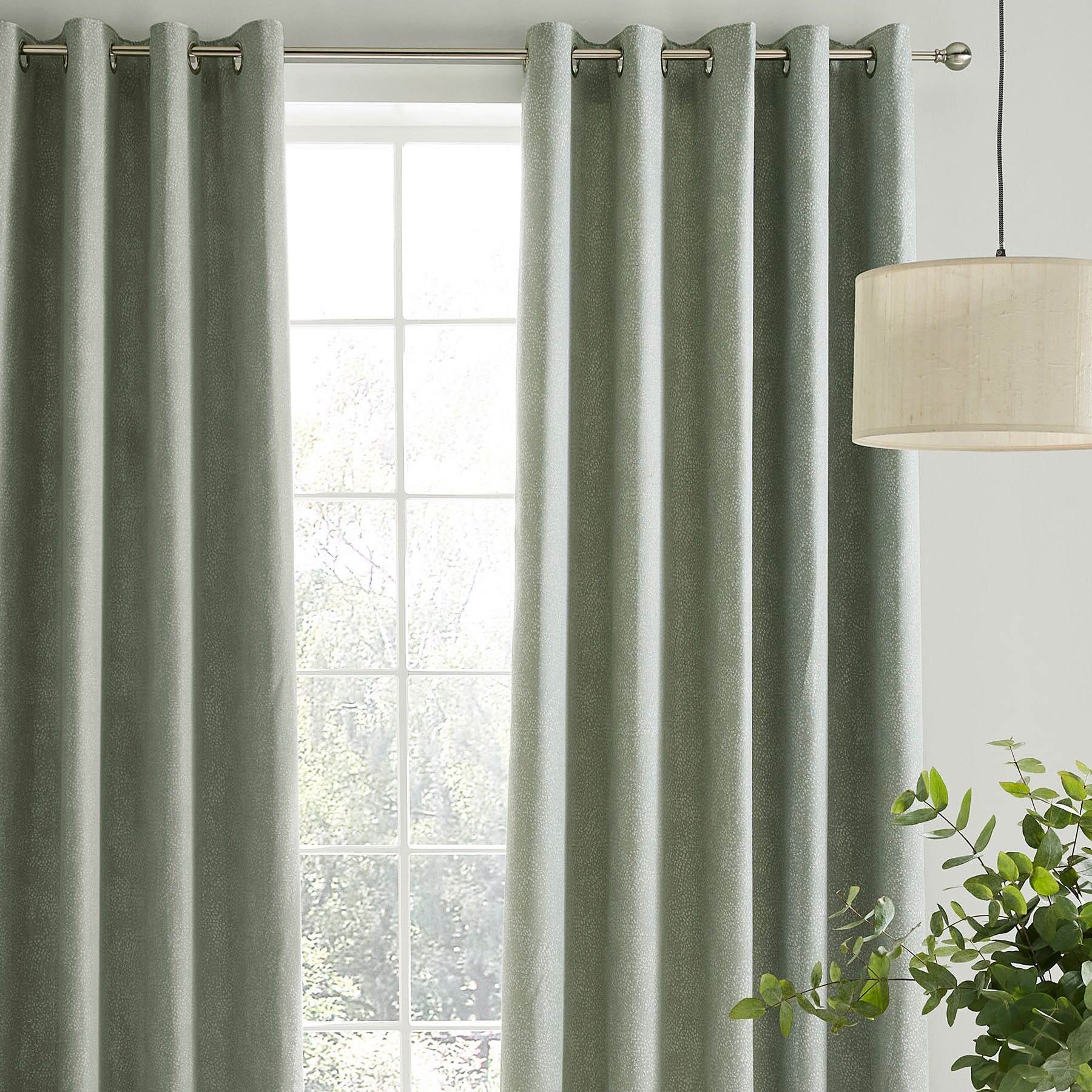 Laura Ashley Alnwick Eyelet Curtains in Sage Green - Elegant Window Treatment for Living Room & Bedroom Decor