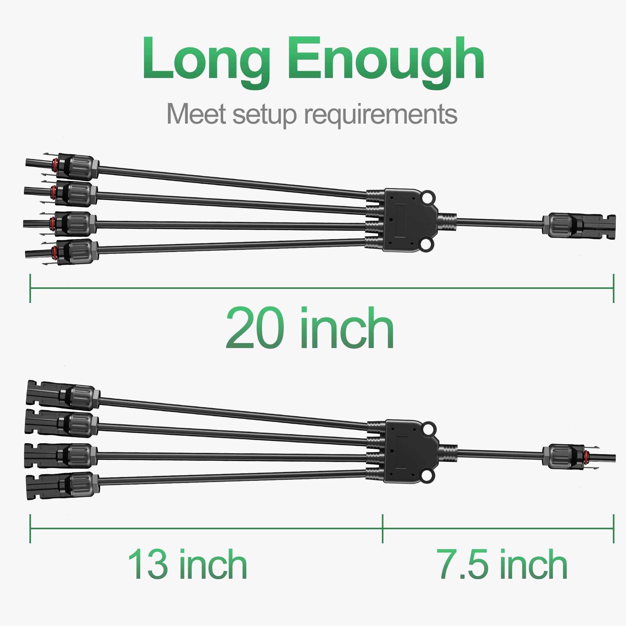 OYMSAE Solar Y Branch Connectors 1 to 4 Way - Waterproof Solar Panel Parallel Adapter Cable Kit (M/FFFF, F/MMMM) for RV, Boat, Off-Grid & Home Solar Systems