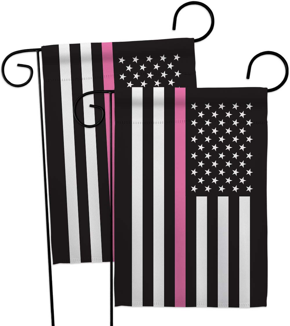 2-Pack Thin Pink Line Garden Flags - Double-Sided 13x18.5 Inch US-Made House Banner for Cancer Awareness, Autism Support & BLM - Perfect for Yard Decor, Front Porch Display & Inspirational Gifts