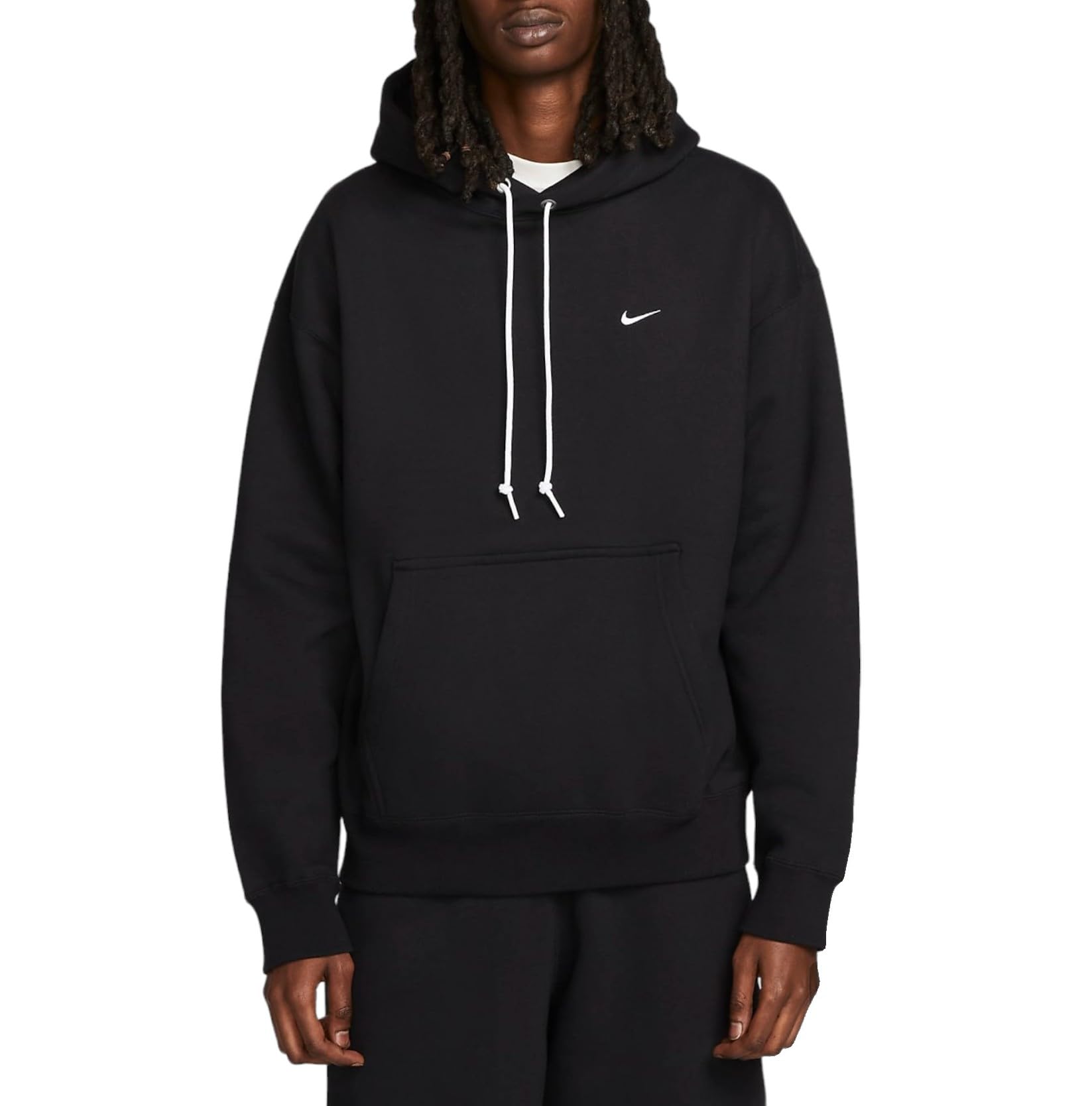 Nike Solo Swoosh Men's Heavy Fleece Pullover Hoodie - Black/White | Warm Winter Casual Wear for Men | Gym, Outdoor & Street Style Fashion
