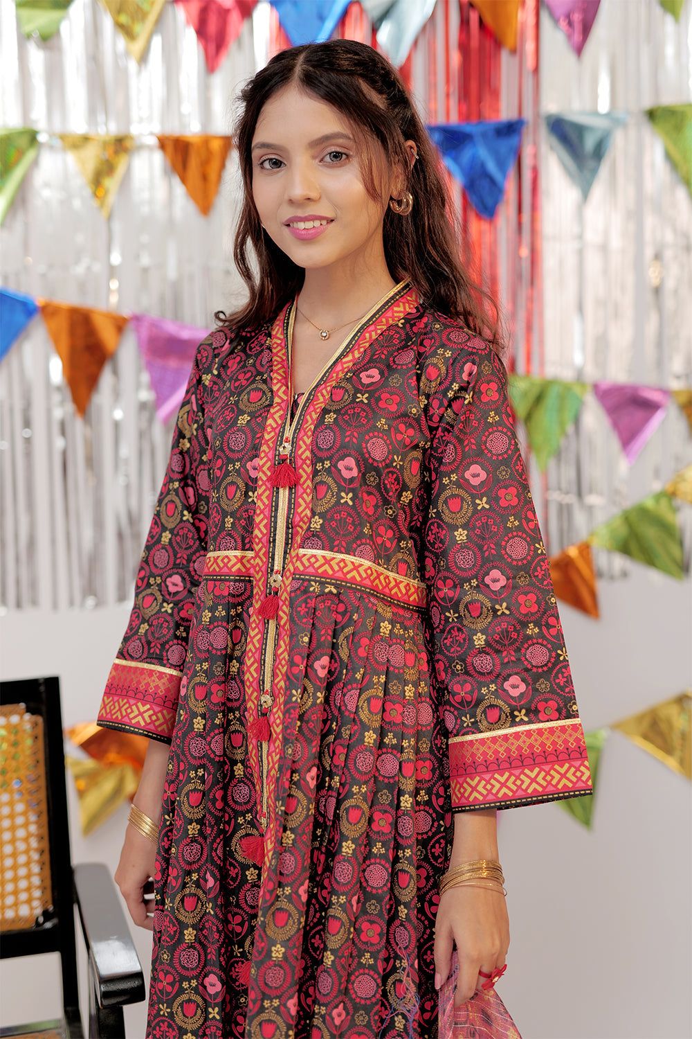 Premium Cotton Gold Print Lawn 3-Piece Stitched Suit for Women - Elegant Senorita Outfit for Parties, Weddings & Special Occasions