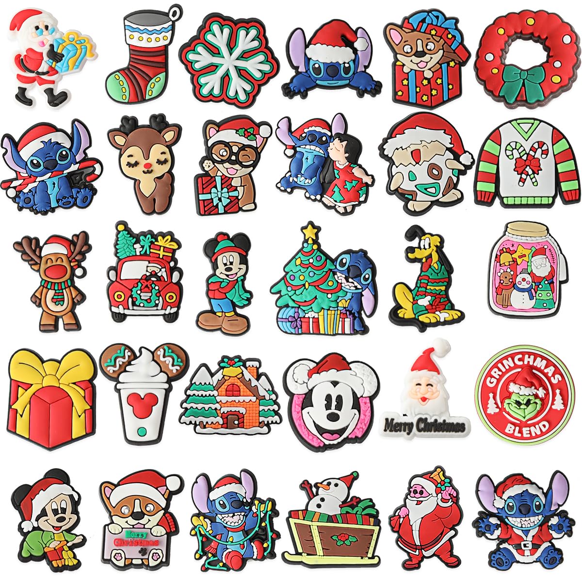 30-60Pcs Christmas Shoe Charms Set - Santa Claus, Deer, Snowman & Christmas Tree Decorations for Shoes | Fun Holiday Accessories for Teens, Boys, Girls, Men & Women | Perfect for Christmas Parties, Gifts & DIY Shoe Customization