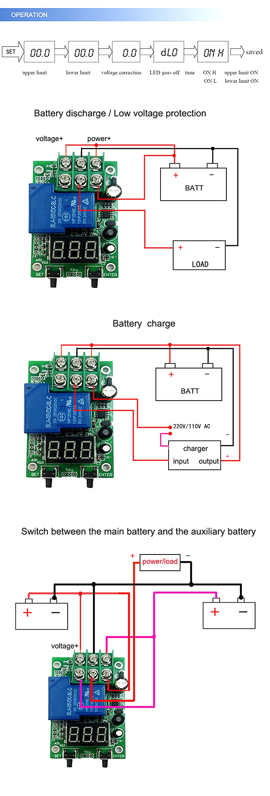 DC 6-80V Voltage Detection Charging Discharge Monitor Relay Switch Controller with Protective Case - Perfect for Solar Power Systems, Electric Vehicles & DIY Electronics Projects