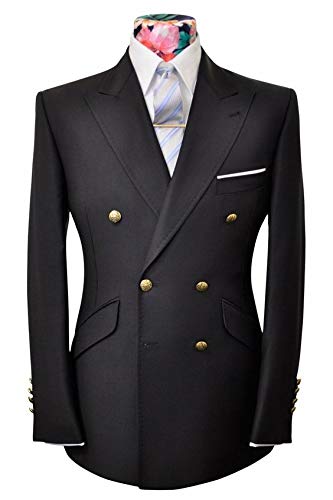 QZI Men's Slim Fit Double Breasted Blazer - Business & Casual Suit Jacket for Office & Events