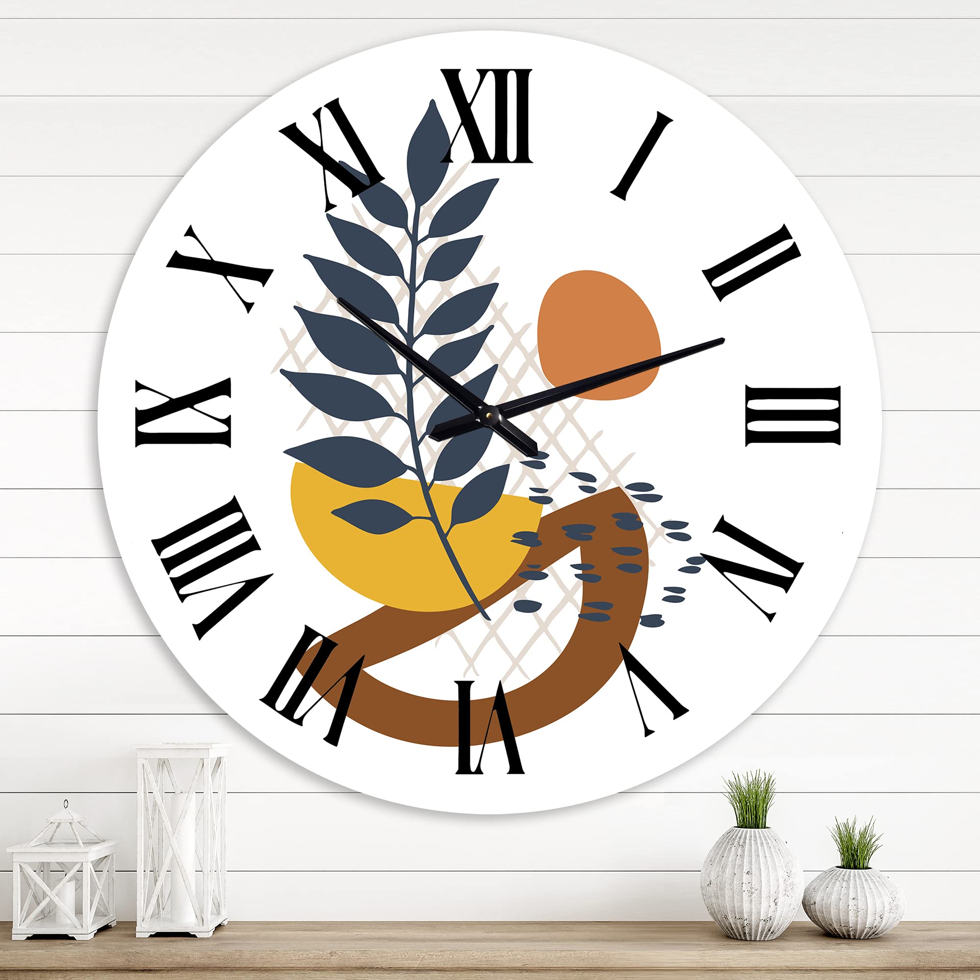 Modern Abstract Wall Clock with Floral & Botanical Design - Large Decorative Clock for Living Room, Bedroom, Office | Home Decor & Interior Design Essential