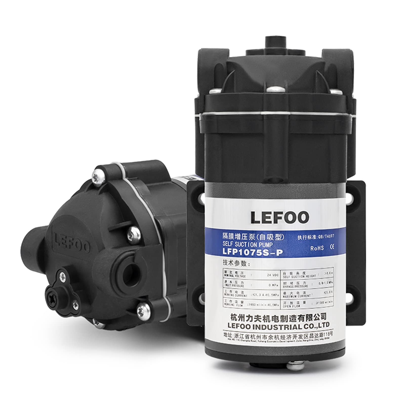 LEFOO 24V DC Self-Priming Diaphragm Water Pump for RO Reverse Osmosis System, Bathroom Sprinkler & Agricultural Irrigation - High Pressure Booster for Camping, Water Transfer & Home Use