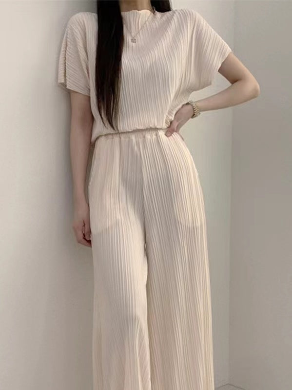 Lovevop Women's Casual Ruffled Short Sleeve Blouse & Wide Leg Pants 2-Piece Outfit Set for Spring Summer | Office Wear, Date Night, Vacation Outfits