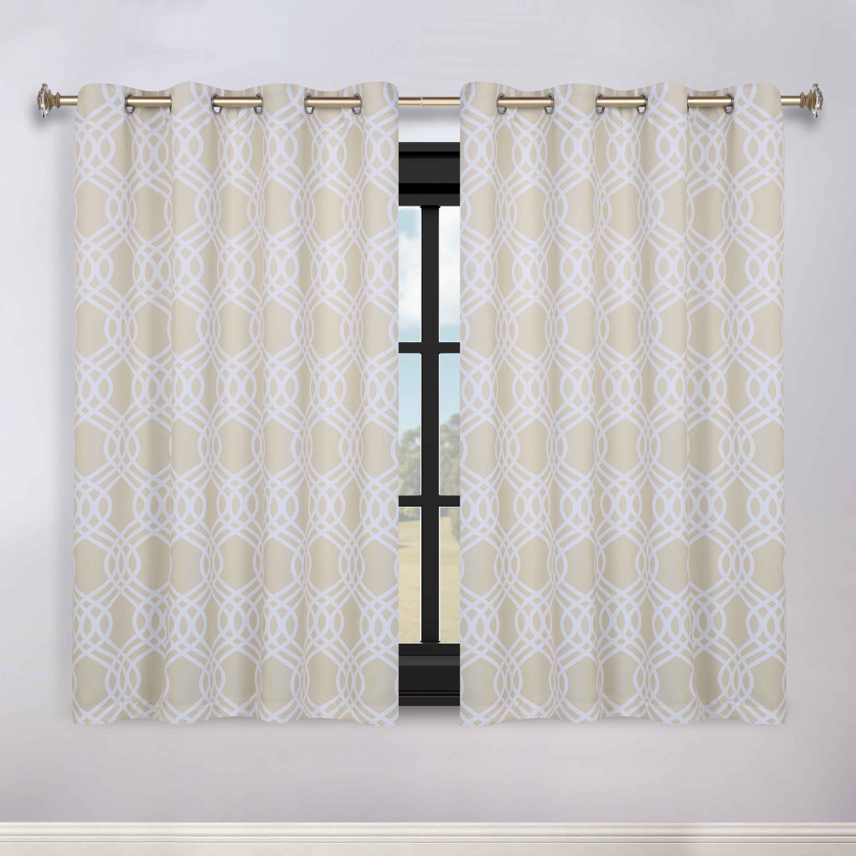 Washable Blackout Curtains with Ribbon Trellis Design - Room Darkening Window Treatment for Bedroom & Living Room - Thermal Insulated Drapes for Better Sleep and Energy Efficiency