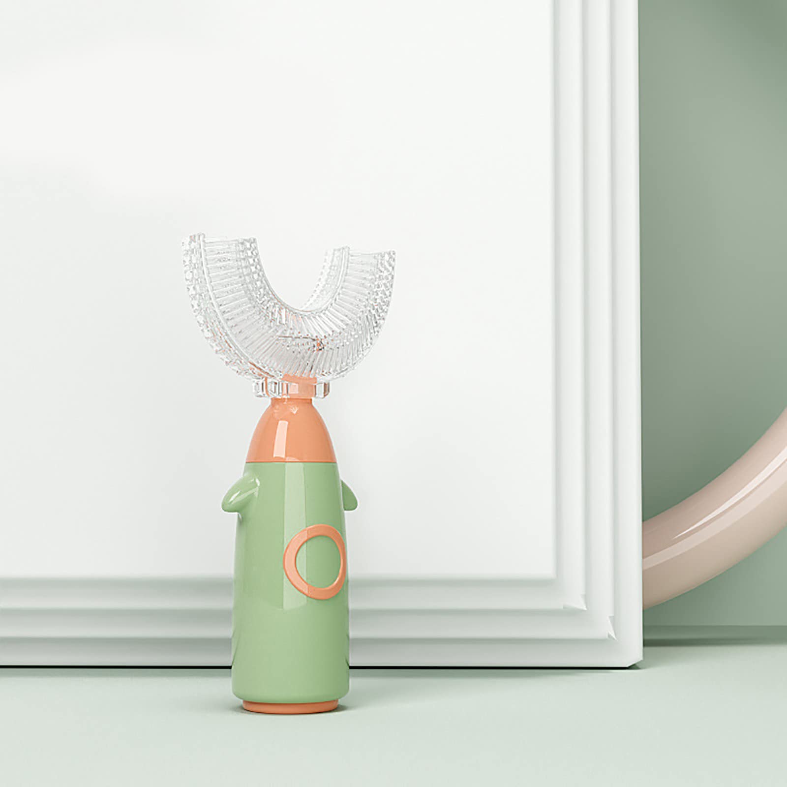 U-Shape Kids Toothbrush - 360° Whitening & Massage for Thorough Cleaning | U-Type Design (Green, Large) | Perfect for Toddlers & Children's Daily Oral Care