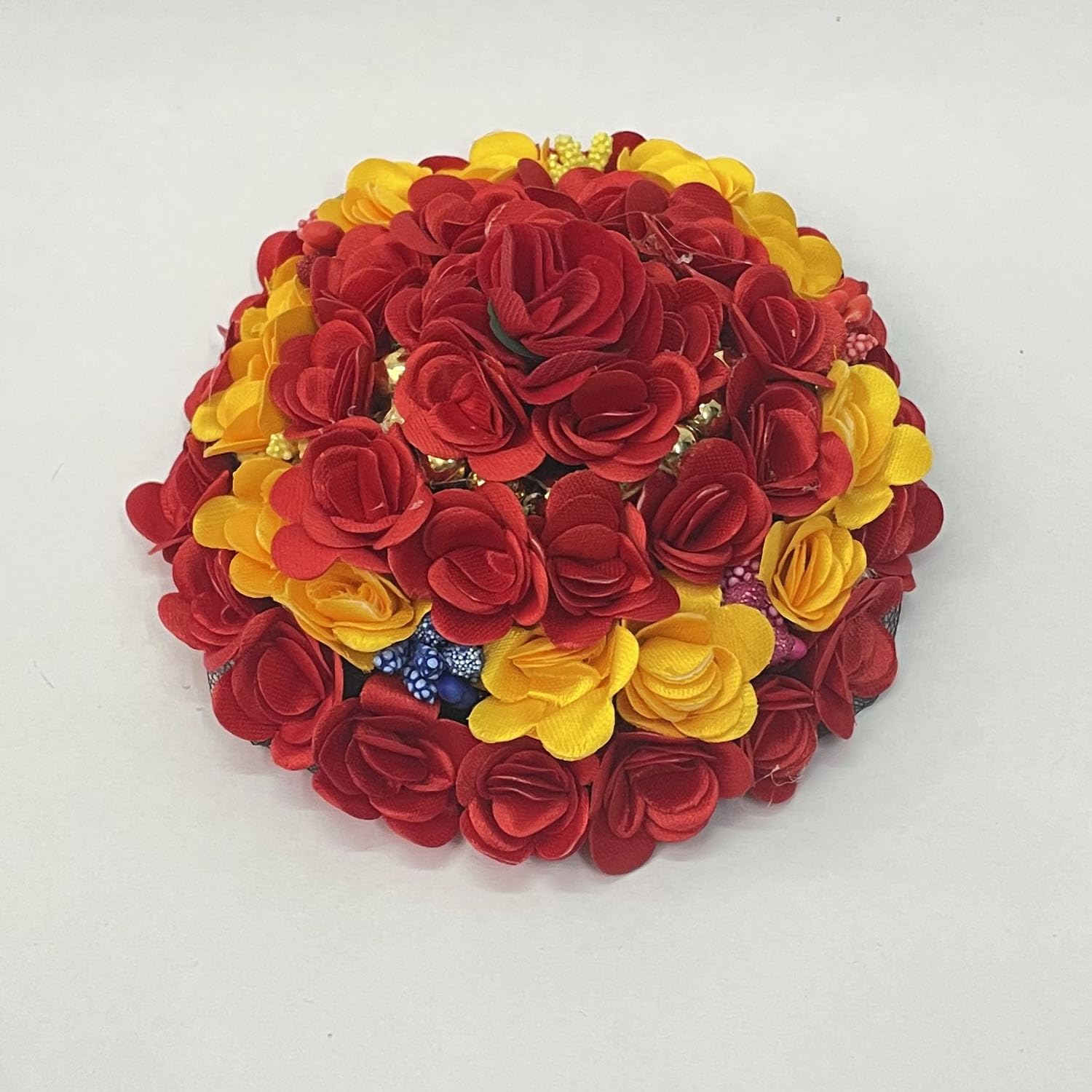 GuruEmbelish Artificial Bridal Bun Juda Maker - Satin Flower Gajra Hair Accessories (Pack of 1) for Wedding, Party & Indian Traditional Hairstyles