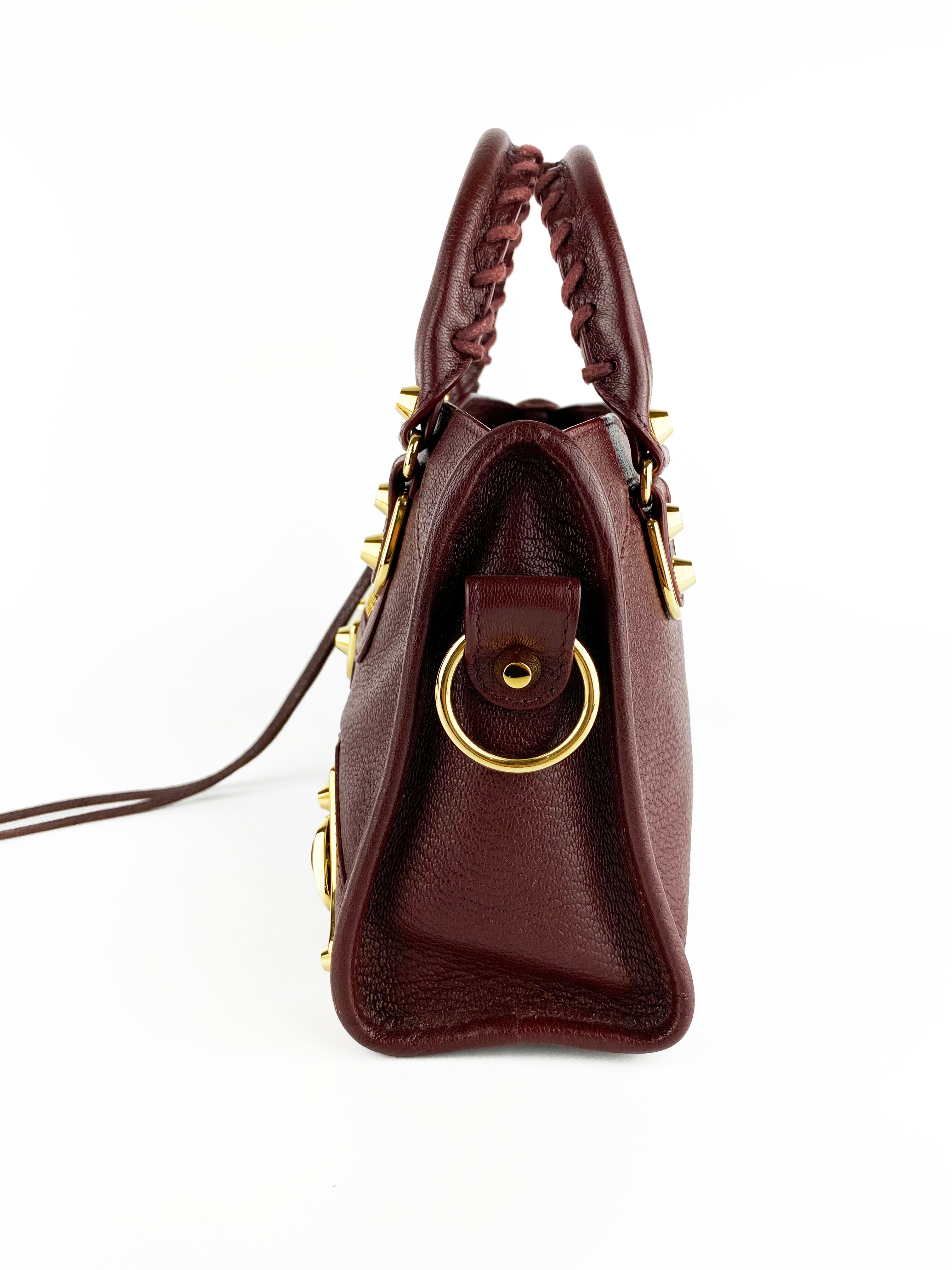 Balenciaga Burgundy Nano Classic City Bag - Stylish Crossbody Handbag for Women | Perfect for Everyday Use, Travel & Night Out