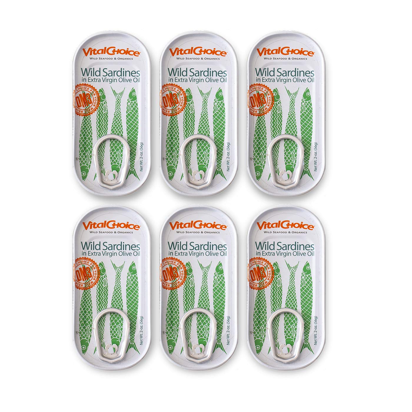 Vital Choice Wild Portuguese Sardines in Organic Extra Virgin Olive Oil - 2 Oz Cans (Pack of 6) | Premium Canned Sardines for Healthy Lunch, Keto Diet & On-the-Go Snacks | Perfect for Office, Travel & Outdoor Activities