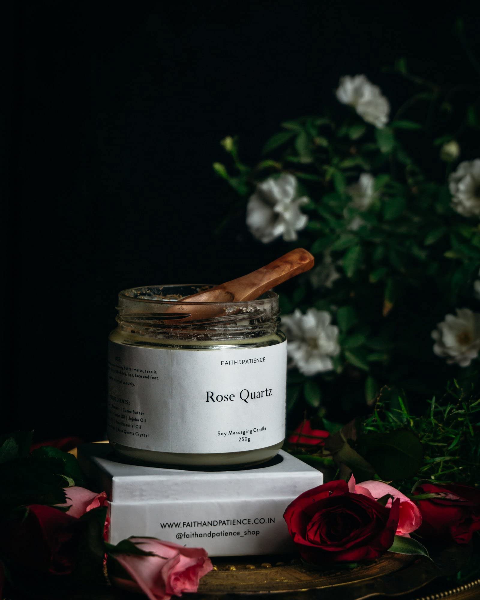 Faith & Patience Crystal Infused Body Butter Candle - Organic Skincare & Aromatherapy for Relaxation, Self-Care & Spiritual Healing